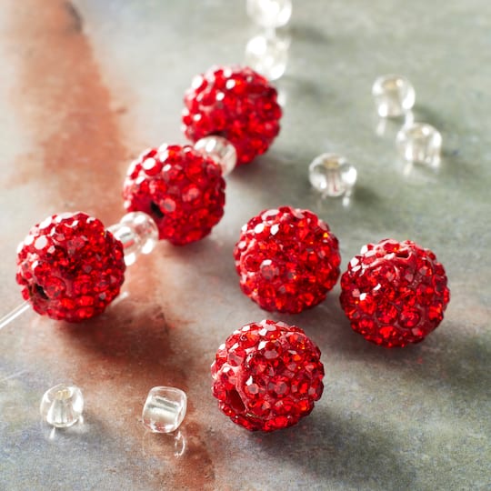 Red Clay Pavé Round Beads, 10mm by Bead Landing™